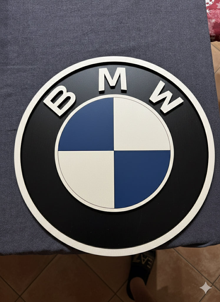 Targa emblema logo bmw in legno