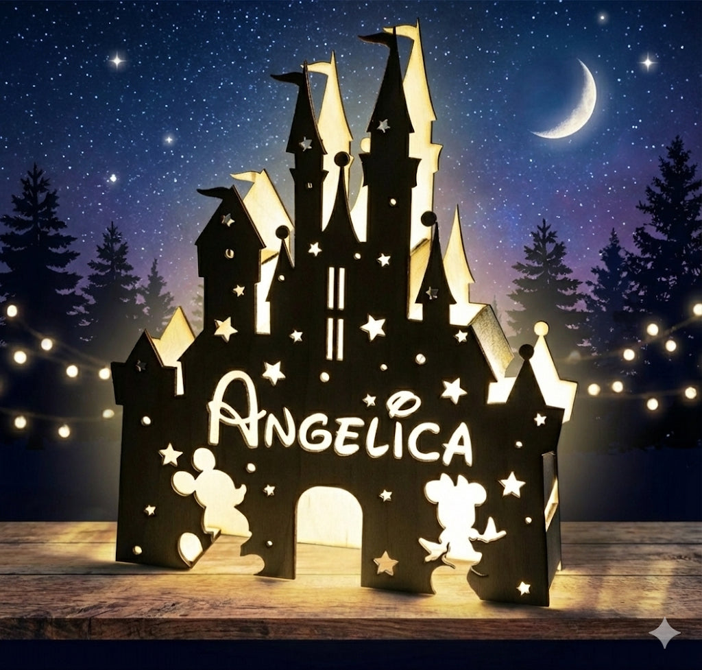 Lampada led castello principesse personalizzabile