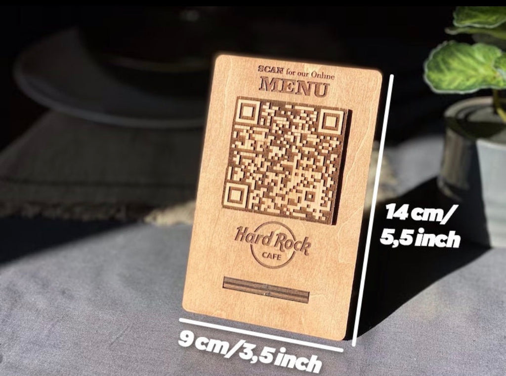 Menù qrcode bar ristorante in legno con supporto personalizzabile