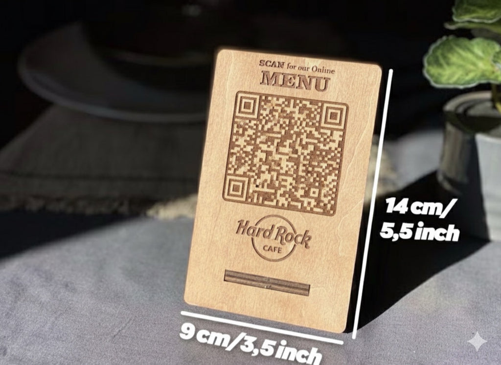 Menù qrcode bar ristorante in legno con supporto personalizzabile
