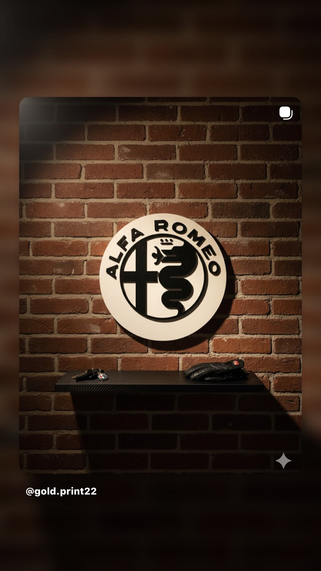 Insegna logo in legno da parete alfa romeo