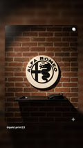 Insegna logo in legno da parete alfa romeo