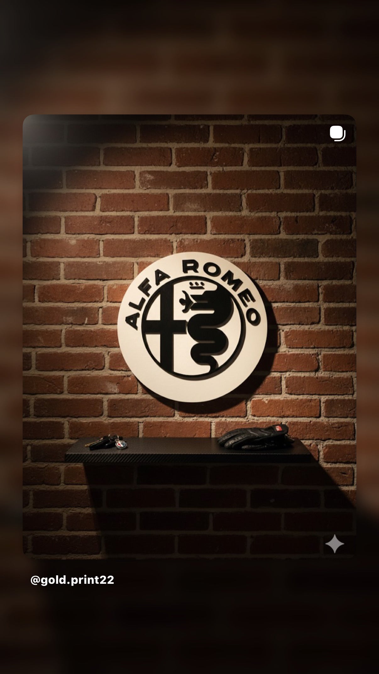 Insegna logo in legno da parete alfa romeo