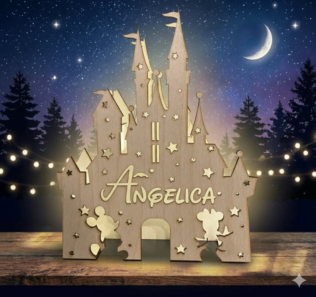 Lampada led castello principesse personalizzabile