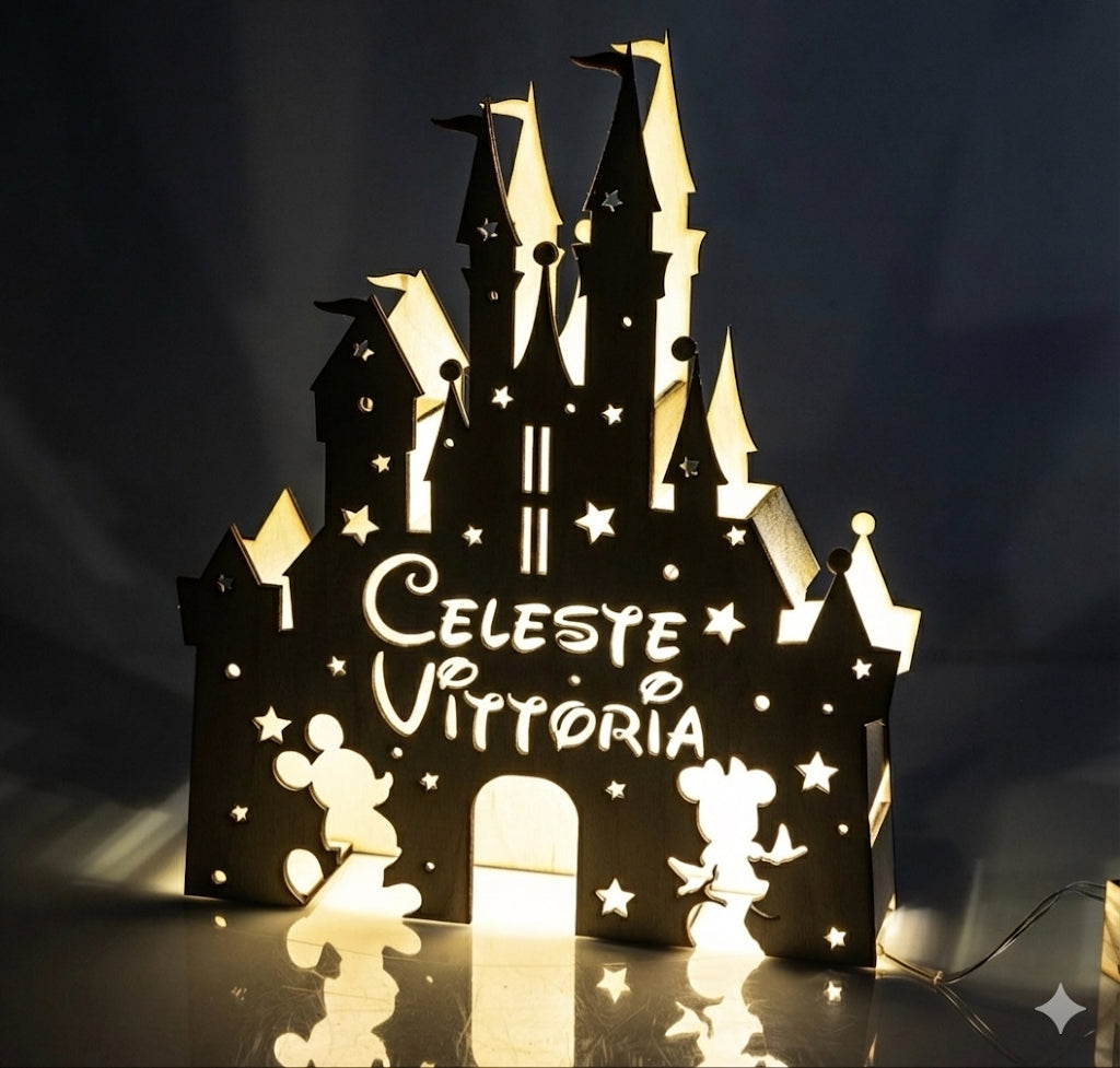 Lampada led castello principesse personalizzabile