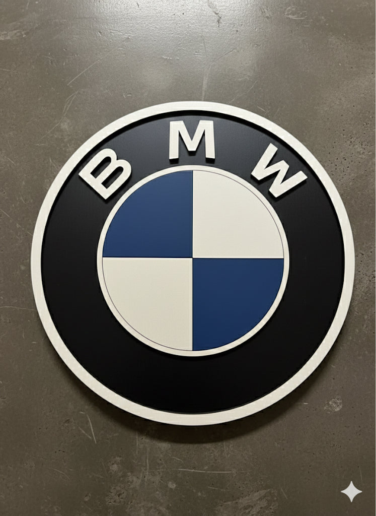 Targa emblema logo bmw in legno