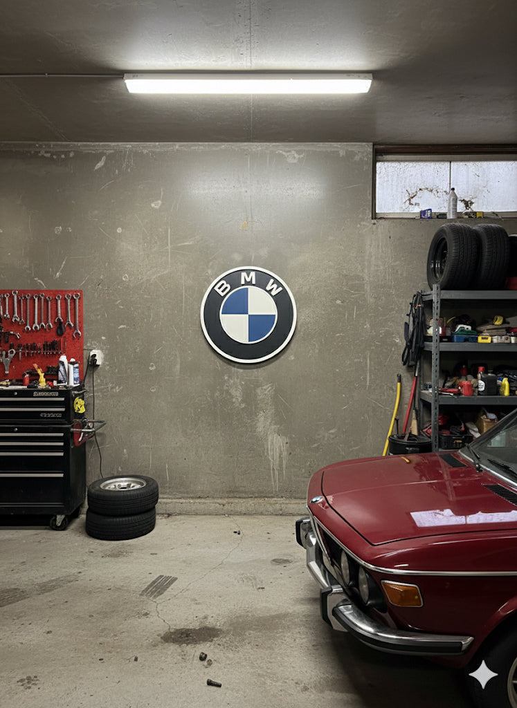 Targa emblema logo bmw in legno