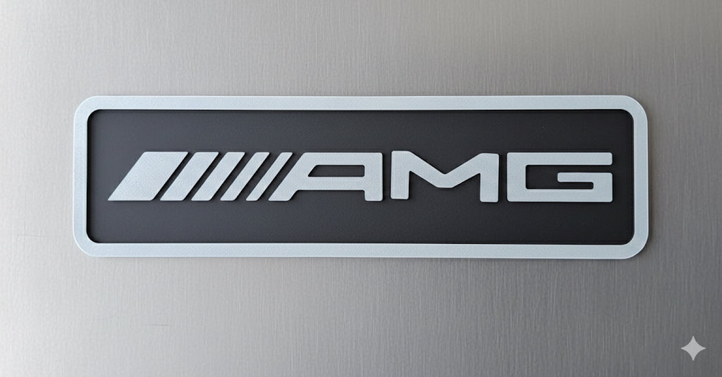 Targa emblema amg mercedes legno