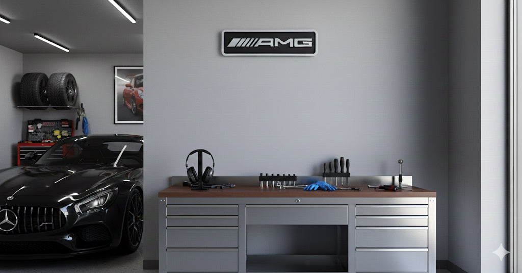 Targa emblema amg mercedes legno