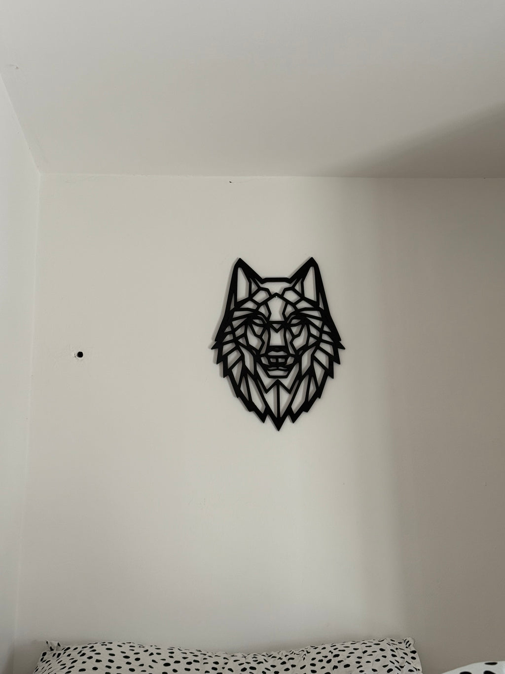 Quadro Lupo Geometrico in Legno Nero - Arte da Parete 38cm